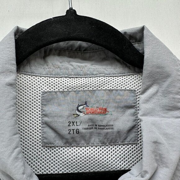 World Wide Sportsman Shirt Men 2XL Utility Button Down Vented Fishing Nylon Gray - Picture 7 of 11